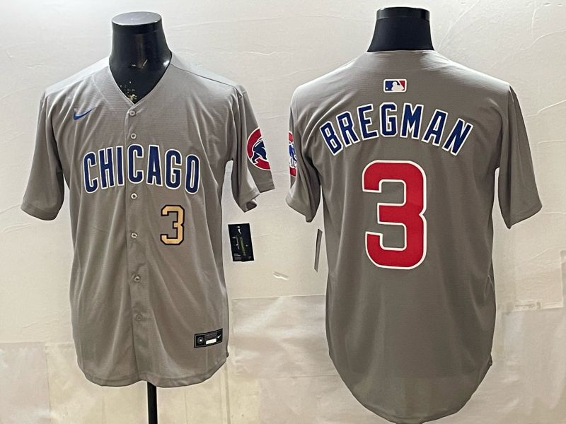 Men 2026 Chicago Cubs #3 Bregman Grey Game Nike MLB Jersey style 002->chicago cubs->MLB Jersey